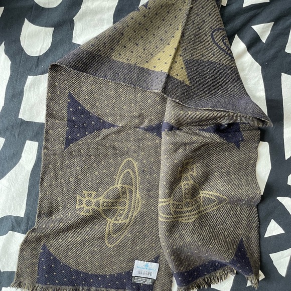 VIVIENNE WESTWOOD ORBIT LOGO WOOL LONG SCARF ITALY - Picture 5 of 9